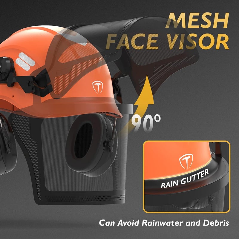 TOOLIOM Chainsaw Helmet with Face Shield and Ear Muffs, Forestry Safety Helmet, ANSI Z89.1 Certified Arborist Helmet, Chainsaw Safety Equipment (with Anti-Fog Goggles) - Image 4